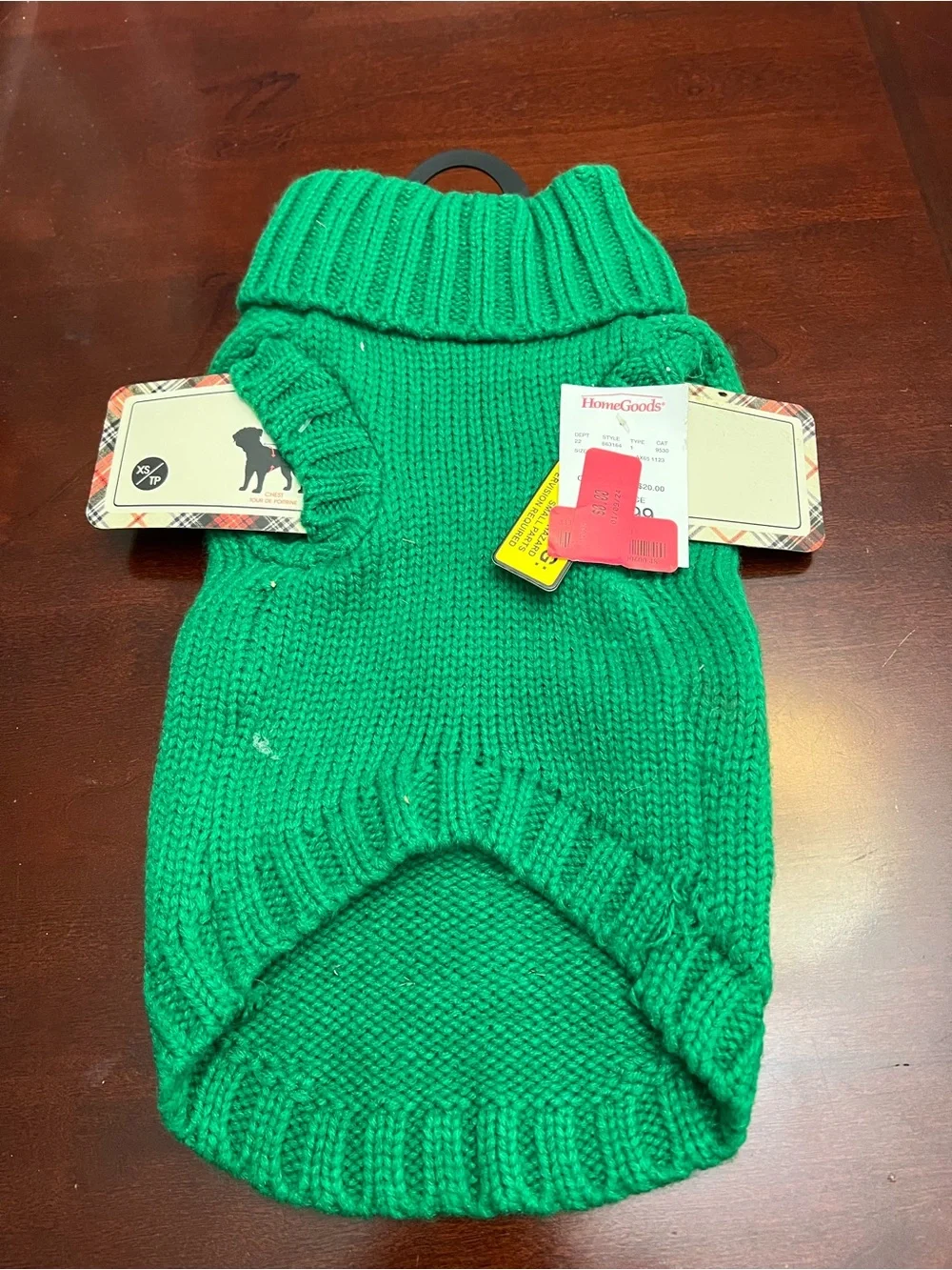 Green Christmas Knit Dog Sweater - Extra Small
